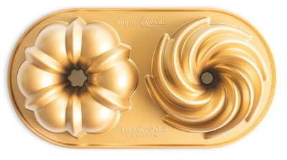 Nordic Ware Classic Bundt Duet, 5 Cups, Gold