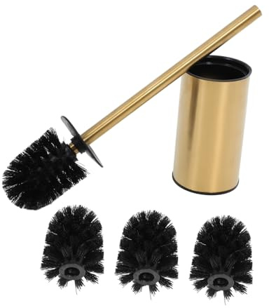 Brosse de Toilettes avec Support, Acier Inoxydable 304, Ronde | 1 Lot, Finition Or, Manche Long, Design Mural, Séchage Rapide, Usage Salle de Bain et Hôtel