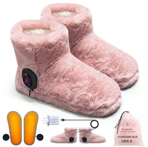 Rechargeable Heated Boots for Cold Feet,Cordless Heated Slippers For Women, Portable Electronic Heating Shoes indoor with detachable insoles, 4-8 Hours continious Heating,washable
