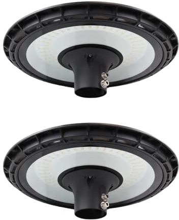 LUXULA 2 Stück LED Straßenlaterne rund 120W 12000lm, 3000K, IP65 | 3000K Warmweiß, IP65, für Mast Ø60mm, wetterfeste Straßenlampe, Mastleuchte außen für Parkplatz und Garten, robust