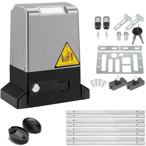 Electric Sliding Gate Opener, 370W Rack Driven Motor, 800kg Capacity, Includes 2 Remote Controls and Sensors, APP Control for Driveway Garage Gates