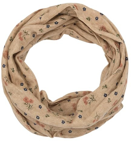 beybey® Damen Loopschal aus 100% Baumwolle – Leichter Rundschal, weich & atmungsaktiv – Viele Farben & Muster (Blümchen beige)
