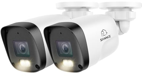 SANNCE 2 Telecamere Esterno PoE IP 3 MP, 2 K Telecamera CCTV per Interno, con Audio, Visione Notturna 30M, IP67 Resistente alle Intemperie, Rilevamento Movimento
