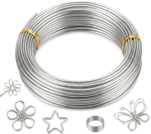 jwtyu 30m Basteldraht 2mm Draht zum Basteln Silber Aludraht Aluminiumdraht | Biegsamer, für Bastelarbeiten Skulpturen Kunsthandwerk Dekoration Schmuck Kränze Topfpflanzen Usw