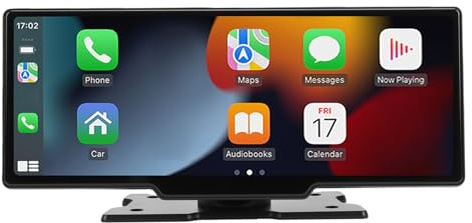 POENVFPO Pantalla Inalámbrica para Coche de 10,26 Pulgadas, Pantalla Táctil con CarPlay Inalámbrico, Auto, Bluetooth, Radio FM, Navegación y Cámara de Marcha Atrás, para Camiones y
