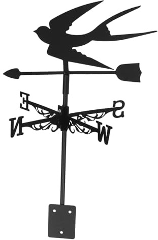 SHINEOFI Girouette de Jardin en Fer Noir Motif Hirondelle Indicateur de Direction du Vent Décoration Extérieure pour Ferme et Aménagement Extérieur