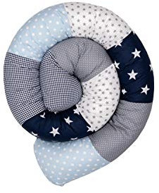 ULLENBOOM ® Tour de lit serpent, bleu marine bleu ciel gris (200 x 13 cm)