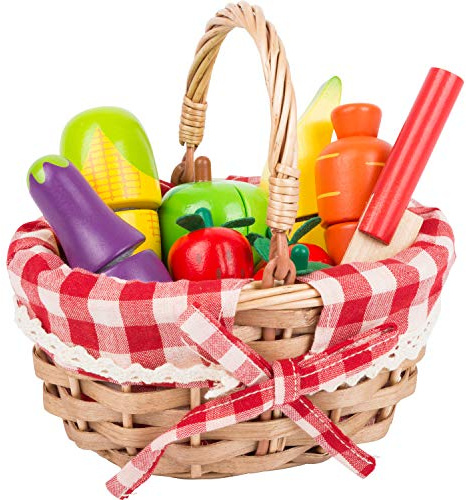 small foot Schneide-Obst und Gemüse aus Holz mit Klettverschluss, Kaufmannsladen Zubehör, für Kinder ab 3 Jahren, 11281