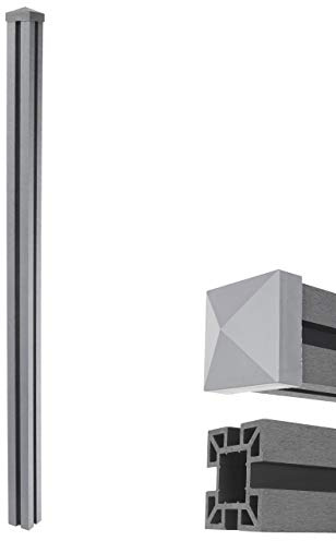 Mendler WPC-Pfosten Sarthe-WPC-Zaun 1,88m - grau | Pfeiler, Pfahl, Stecksystem