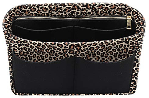 LEXSION Väskorganisatör för handväska, bärkasse, blöjväska, lätt filtinlägg, väska i väska, med dragkedja, innerficka, för Neverful Speedy, 8021 B-Leopard, storlek M