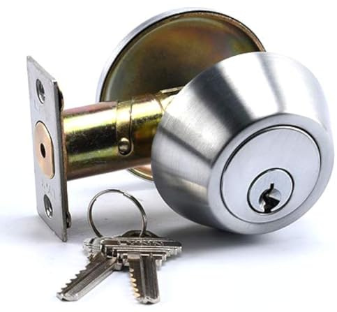 LYNN HARDWARE Heavy Duty Designer Commercial Deadbolt (Single Cylinder Lock, Satin Chrome, 26D) Non-Handed, Grade 2 Industrial - UL 3 Hour Fire Rated & ADA Compliant | Wood or Metal Doors