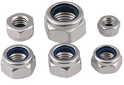 BOZONLI M16(16mm) Kontermuttern Sechskantmuttern Sicherungsmuttern Stopmuttern Klemmmuttern 304 Edelstahl Nylon Selbstsichernd Kontermutter