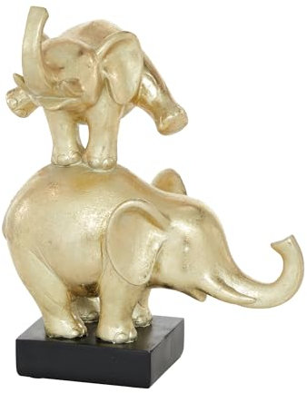 Deco 79 Skulptur Elefant aus Polystein, handgefertigt, 20,3 x 15,2 x 25,4 cm, goldfarben
