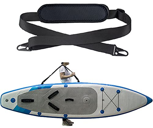 ZipSeven SUP Trageriemen, verstellbarer Tragegurt, gepolsterte Tasche, Gürtel zum Surfen und Paddeln, mit Metallhaken, Zubehör – Schwarz
