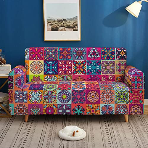 ZAHHYG Sofaüberwurf Bunte Bohème Sofabezug Sofa Überzug Stretchy Couchbezug Sofa Bezug Ecksofa Überwurf Sofabezüge Antirutsch Sofahusse Jacquard Sofaüberzug 2 Places (145cm-185cm)