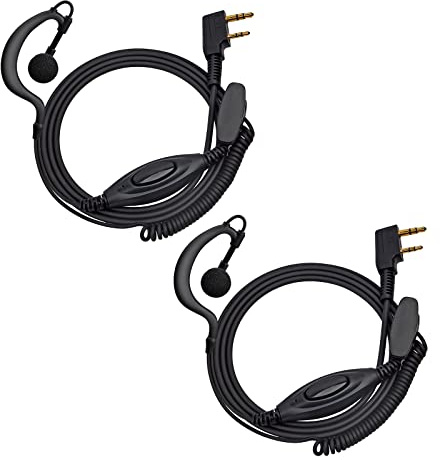 UAYESOK Walkie Talkie Ohrhörer G-Form Serveillance Headset Kopfhörer 2-polig mit PTT-Mikrofon für Kenwood TK-2107 TK-3107 TK-3200 BAOFENG UV-5R Retevis H777 TYT Security Radio Funkgerät Kit (2 Stück)