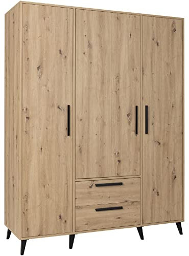Marmex Kleiderschrank Holz mit Schubladen Kommode Regal Sideboard Hochschrank mit Schubladen 150x195 cm Arti 1