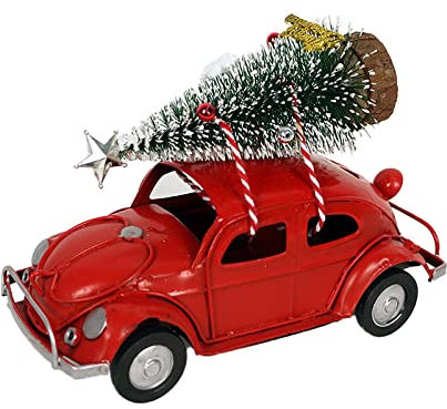 Weihnachten Rot Auto mit Mini Weihnachtsbäumen Ornamente, Metall Weihnachten Vintage Rot Truck, Bauernhaus LKW Auto Modell für Weihnachten Urlaub Tischdekoration