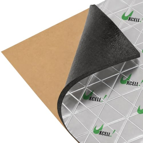 sourcing map Tapis Isolation Thermique avec Outil 10mm 1㎡ Auto-Adhésif | 100x100cm, Tapis Anti-Bruit , Argenté , Matériau Mousse Aluminium Auto-Adhésif , Épaisseur 10mm, Pour Voiture Capot Moteur