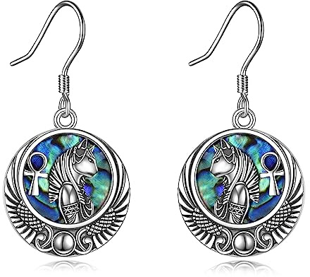 YFN Ägyptische Ohrringe Sterling Silber Ägypten Baumeln Tropfen Hängeohrringe Abalone Shell Schmuck Geschenke für Damen Mädchen