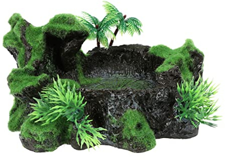 iplusmile Décoration Aquarium Résine Ornement sous-Marin avec Bol Alimentation Ornement Aquarium pour Reptiles Et Tortues