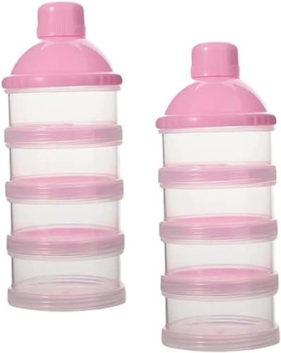 Formula Powder Pots, 2pcs Portable 4 Layers Removable Baby Milk Powder Dispenser Pots Box for Travel and Outdoor Stackable Pots, Milk Powder Dispenser & Snack Storage Container