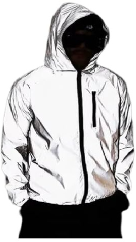 Reflektierende Jacke Unisex, Damen Herren Reflective Jacke Laufjacke Atmungsaktiv Winddicht Reflekierend Fahrradjacke Paar Color Changing Jacket Regenjacke Sommerjacke S-5XL