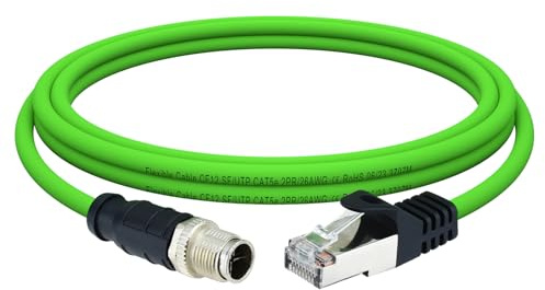 Lonlonty IP67 M12 8Pin X-Code to RJ45 Cat6A SFTP Industrial Cable 1m | M12 X-code cable; 10Gbps transmission; Cat6A SFTP shielded; High-flex PUR jacket; Fits Cognex cameras; 3 Million bends