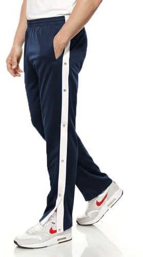 Kendindza Knopfhose Reha Hose seitlich zu öffnen Jogginghose mit Druckknöpfen Relaxhose Herren Sporthose Lang Trainingshose Herren Lang Freizeithose Blau XXL