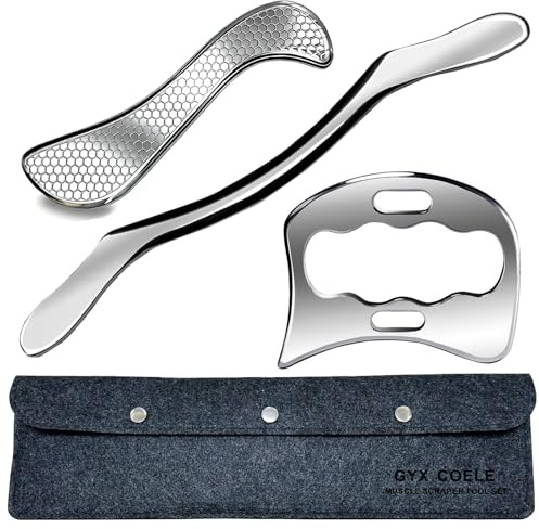 GYX COELE 3 in 1 Stainless Steel Muscle Scraper Tools Set,Scraping Massage Tools for Physical Therapy,Derma Edge Massage Tool & GuaSha Massage Scraper Tool,IASTM Tools,Guasha Tool for Body