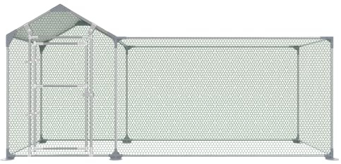 YRHome Hühnerstall Freilaufgehege 3x1x1,5m aus Verzinkter Stahlrahmen Kleintierstall Freigehege Katzengehege Geflügelstall mit Tür, Verriegelung & Wasserfest Sonnendach für Hühner Kaninchen Ente