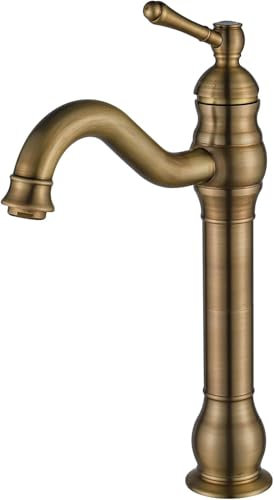 Retro nostalgische Küchenspüle Bad Küchen Einzelhahn Armatur Wasserhahn Brass Waschbecken Armatur Retro, Einhebel Mischbatterie Badarmatur Hoher Auslauf für Badezimmer