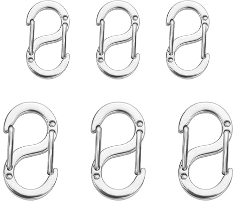 Mezrkuwr 6 Stück doppelt öffnende Verkürzer-Verschlüsse, Silber, Halsketten-Verschluss und Verschlüsse, Edelstahl-S-Lock-Armband-Verbindungs-Halsketten-Clip, 6.5mm/12mm