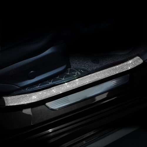 EOHMAK Car Door Sill Protector with Bling Rhinestones 2PCS Edge Guard Scuff Cover Anti-Scratch Strip Sticker Bumper Protector for Truck 2.75x23.62 (White)