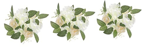 STOBAZA 3piezas Guirnalda De Flores Artificiales Velas Decoración Floral para Bodas y Fiestas Romántico y Elegante Rosa y Hortensia para Eventos Especiales y Hogar