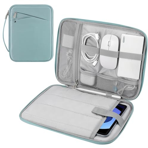 MoKo Housse de Protection 9-11 Pouces avec Poignée, Sac de Voyage Rembourré pour Nouvel iPad Air 11 Pouces M3 2025, iPad A16 11, iPad Pro 11 M4, iPad 10/9/8/7, Tab S9/S8 11, Bleu Brumeux
