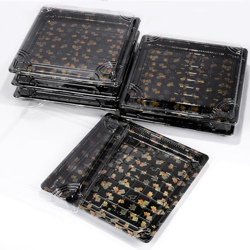 DBREAKS 15 Stück Meal Prep Boxen mit Deckel 28x28x4,5cm Mehrweg | Wiederverwendbar Servierplatte, Auslaufsicher, Stapelbar, für Buffet, Partyessen, Sushi und Catering