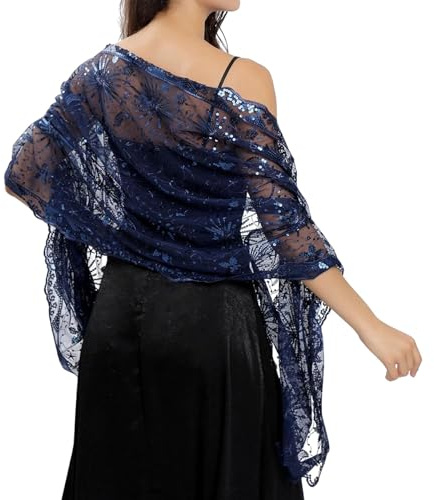 Generisch Schal Damen mit Pailletten Sparkling Stola Durchscheinend Shawl Festliche Schal und Stolen Elegant Stola für Abendkleid Schultertuch für Frauen