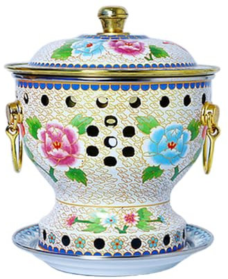 GAROEN Kupfer-Hot Pot, Alter Pekinger Kupfertopf für eine Person, Traditioneller chinesischer Cloisonné-Hot Pot (D)