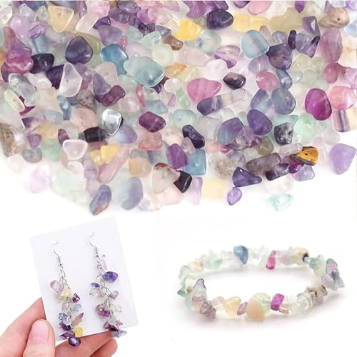 DAHI 450 fluoritpärlor för gängning, kristallpärlor, kristallstenar, oregelbundna, gör-det-själv ädelstenar för armband, kedjor, örhängen, smyckestillverkning, hantverk, naturliga, 5 till 8 mm, 100,01