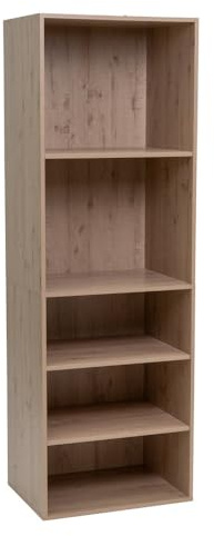 LOLAhome - Armario Modular de Tablero Laminado Color Madera Natural con 5 estantes de 60x45x180 cm para Dormitorio o vestidor. Organiza Toallas y Ropa de hogar de Manera Funcional