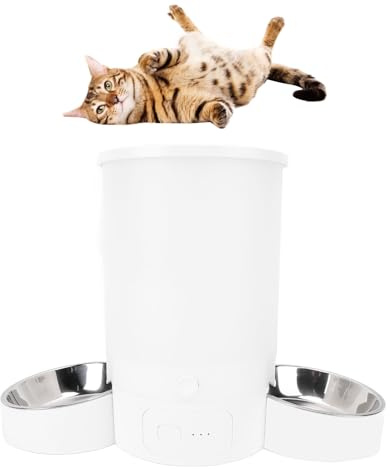 Ejoyous Comedero Automático WiFi para Mascotas, 3 litros, 2 Tazones, Control por Aplicación, Dispensador de Alimentos para Perros y Gatos