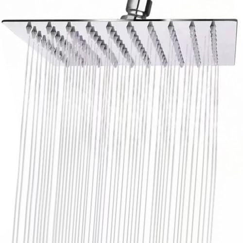 Bosmsaslad Soffione Doccia 10 Pollici in Acciaio Inox, Quadrato Regolabile 360° con Getti Silicone Anticalcare, Ultra Sottile Risparmio Idrico Alta Pressione