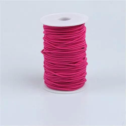 Banda elástica redonda de colores de 2 mm, cuerda elástica redonda, banda de goma, línea elástica, accesorios de costura DIY, rollo de 45 yardas (rojo rosa), 2 mm, 50 yardas