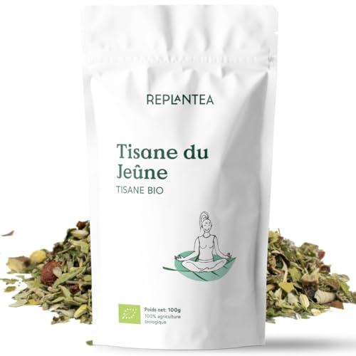 TISANE DU JEÛNE BIO 100g (50 Tasses) | Hydratant et énergisant pour le jeûne intermittent | Maté, Chardon-Marie, Thé vert, Ortie, Mélisse, Lavande REPLANTEA