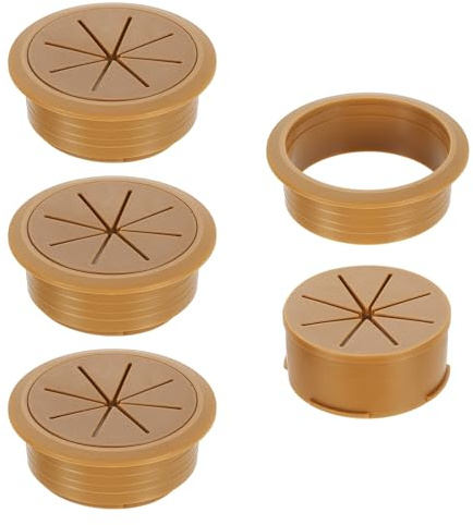 sourcing map 4 Pcs Desk Grommet, Fit 60mm/2.36 Plastic Cable Hole Cover Bulk Top Hat Grommet Desk Hole Cover for Cables Home Office, Brown