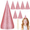 Kichvoe 12 Cappellini Da Festa A Cono Glitterato Cappellini Da Compleanno Triangolari Per Decorazioni Per Feste Rosa