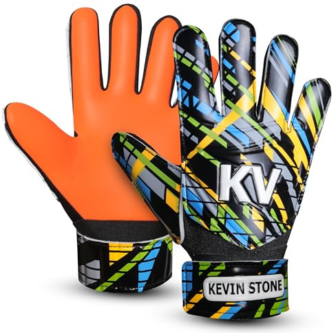 Kavin Stone Football Goalkeeper Gloves For Boys, Kids Children Youth Soccer Goalie Gloves with 4mm Latex Finger Spine Protection Super Grip Palm Goalkeeping Gloves