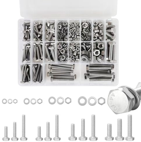 588 Pcs Hex Bolts and Nuts Set, M4/M5/M6/M8 Washers Assorted Kit