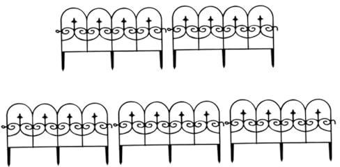 IWOWHERO Barrière pour Chien en Plastique Noir 5 Pièces, Clôture de Jardin Légère et Résistante à l'usure, pour Décoration de Jardin et Bordures Extérieures